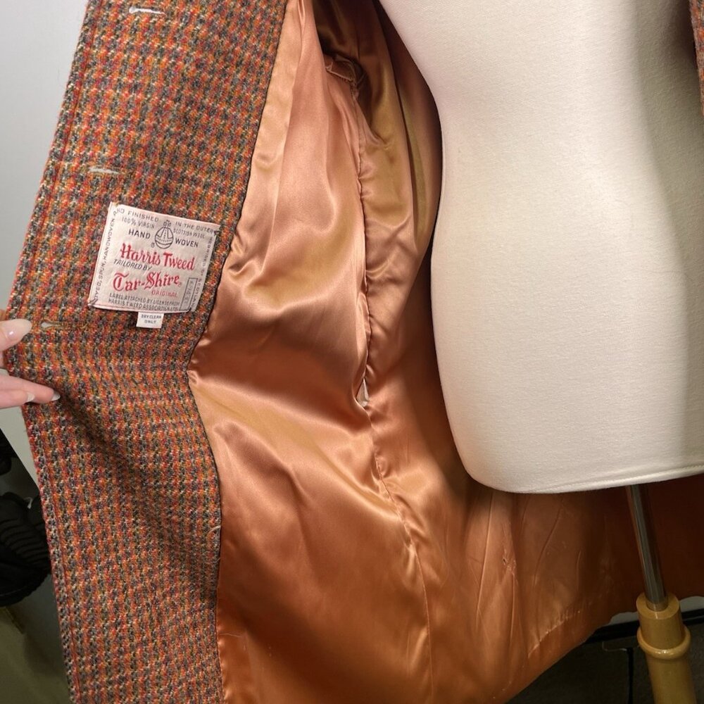 Vintage 60s/70s Harris Tweed Women’s Wool Overcoat Houndstooth Tar-Shire Mod - Picture 13 of 16